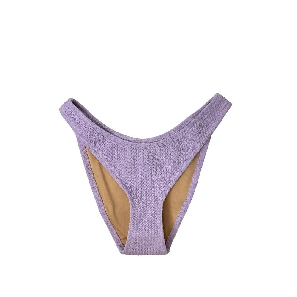 NWT J Crew Women Curved Waist Bikini‎ Bottoms Small Cheeky Textured Purple BC050